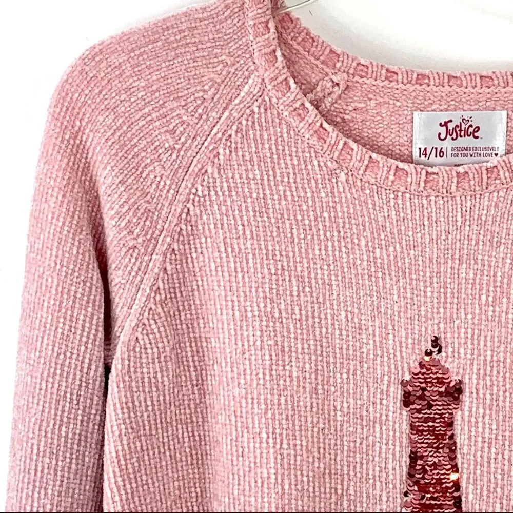 Justice Pink Embezzled Eiffel Tower‎ Sweater